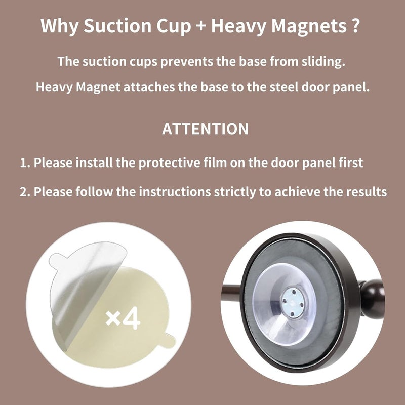 INSFITY Heavy Duty Magnetic Curtain Rods for Metal Door (16-28" Pack 2 Bronze) Magnetic Cafe Curtain Rod with Strong Magnet & Suction-Cup (Patent Pending) - Image 2